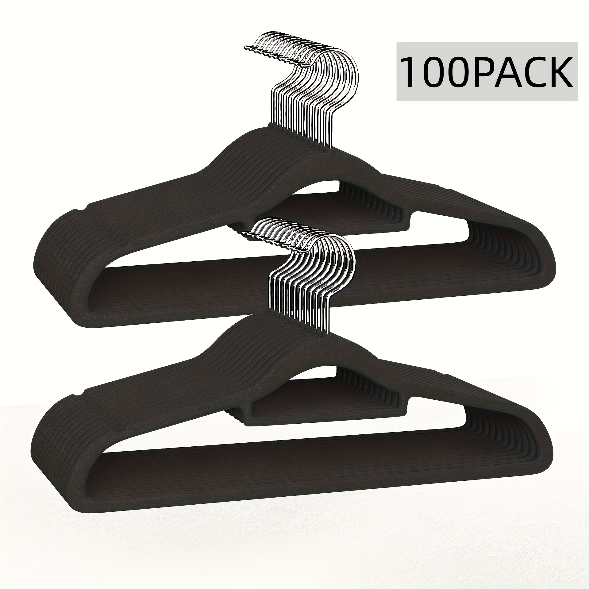 Better Homes & Gardens Velvet Clothing Hangers, 100 Pack, Black, Non-Slip,  Space Saving 