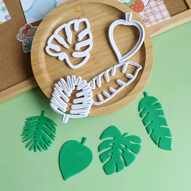 

4pcs Tropical Leaf Molds, Sugar Turning Cake Molds, Biscuit Molds, Printing Molds, Embossing Molds, Cookie Molds, Decoration Tools, Baking Household Accessories For Restaurant/food Truck/bakery