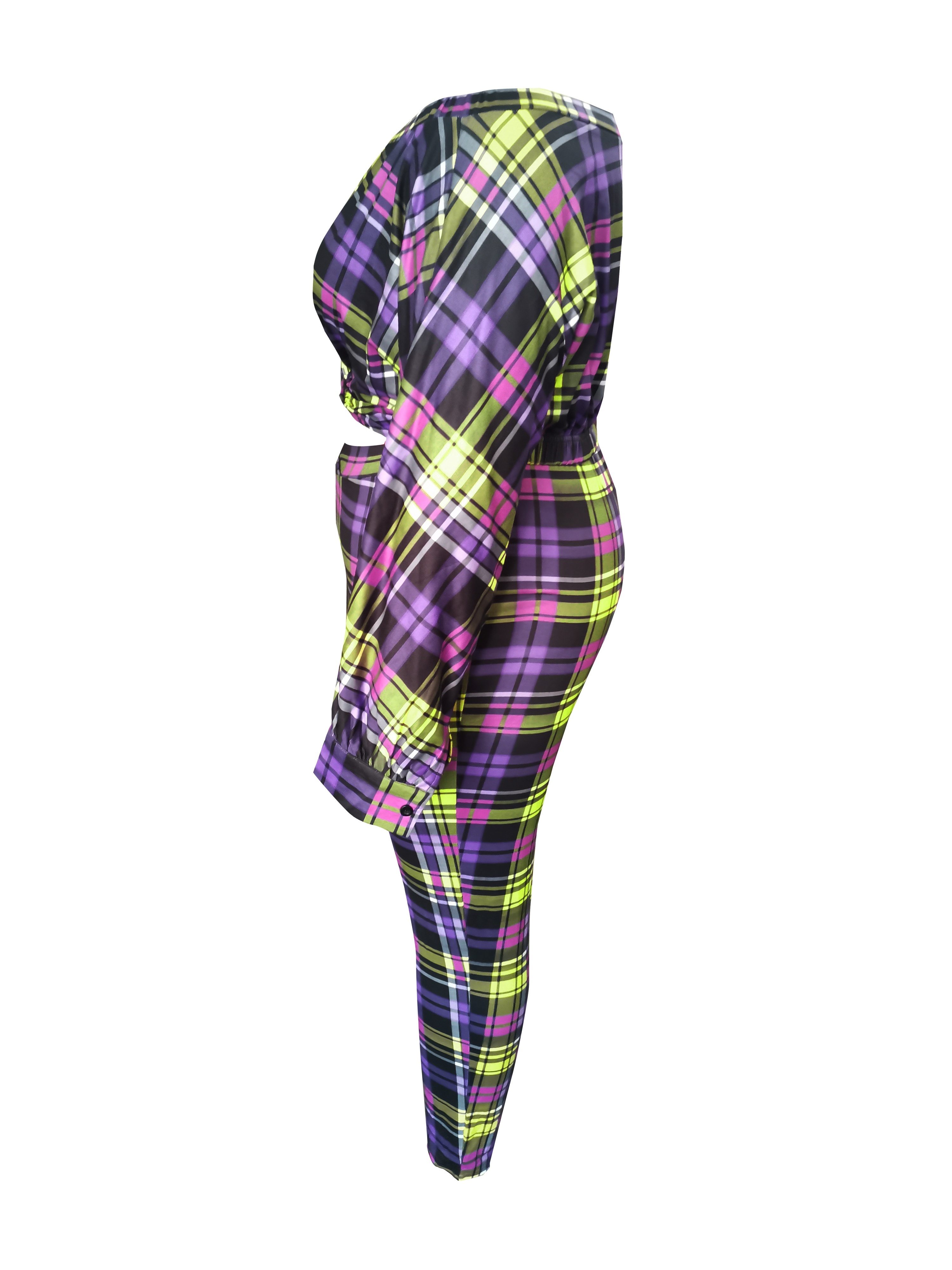 Plus Size Sexy Outfits Set Women's Plus Plaid Print Twist - Temu Germany