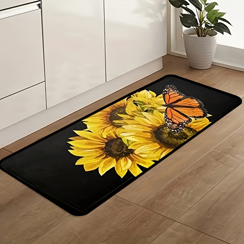 Sunflower Print Kitchen Floor Rug Dirt Resistant Floor Rug - Temu