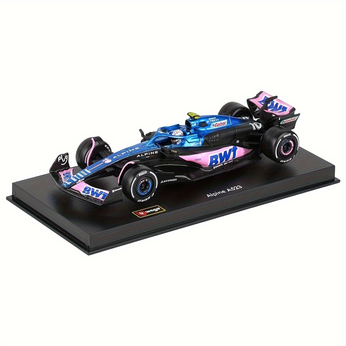 Burago 1:43 2023 Acrylic Hardcover (With A Helmat) Alpine F1 Team A523 #10  And #31 Alloy Car Die Cast Model Toy Collectible Competition,Collection Gif