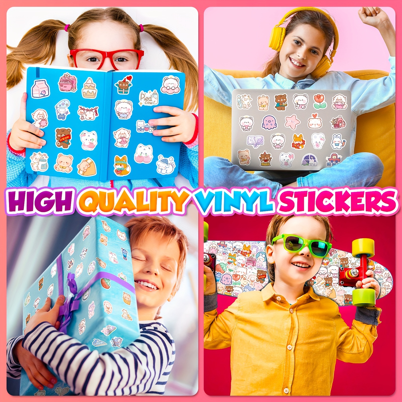 For Children Kids Cartoon Decal Vinyl Gift Cute Animal Stickers Pack 100pcs