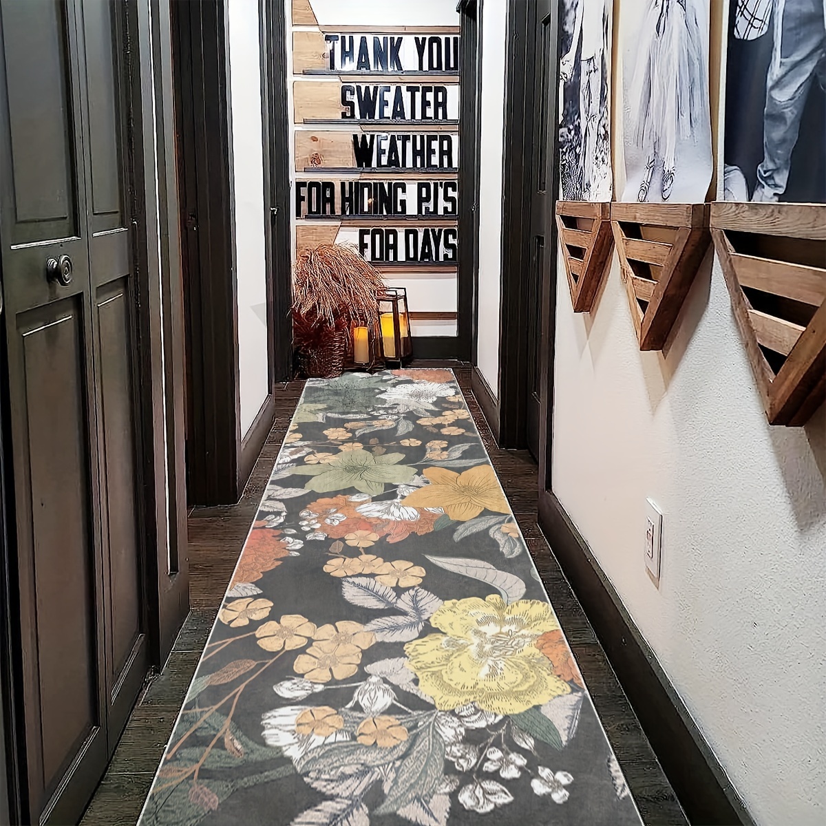 Vintage Floral Runner Rugs, Long Hallway Rug, Extra Long Kitchen Mat,  Non-slip Machine Washable Stair Rug Strips For Hall Living Room Bedroom  Daylight Hardwood Floors - Temu