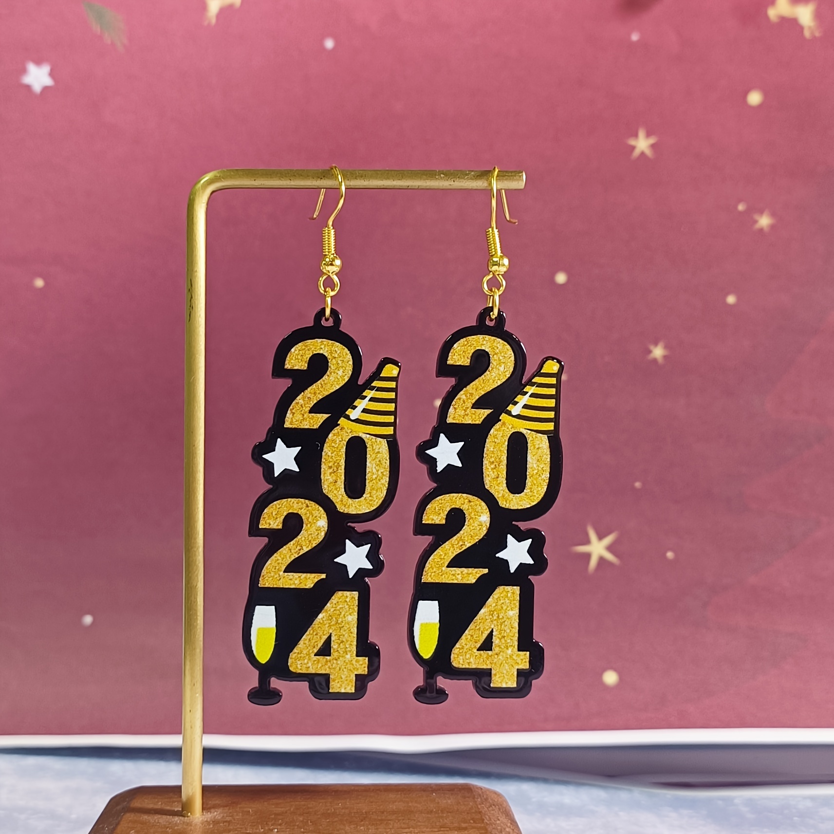 2024 Happy New Year Earrings New Year Party Gifts - Temu