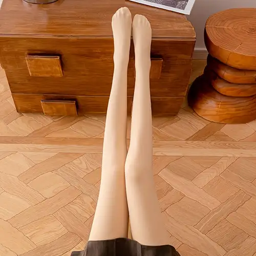 Rebirth Women's Tights Fleece Pantyhose Sheer Effect Perfect Slimming Legs  Fake Translucent Fleece Lined Legging Winter Thermal Pantyhose,black Feet 3
