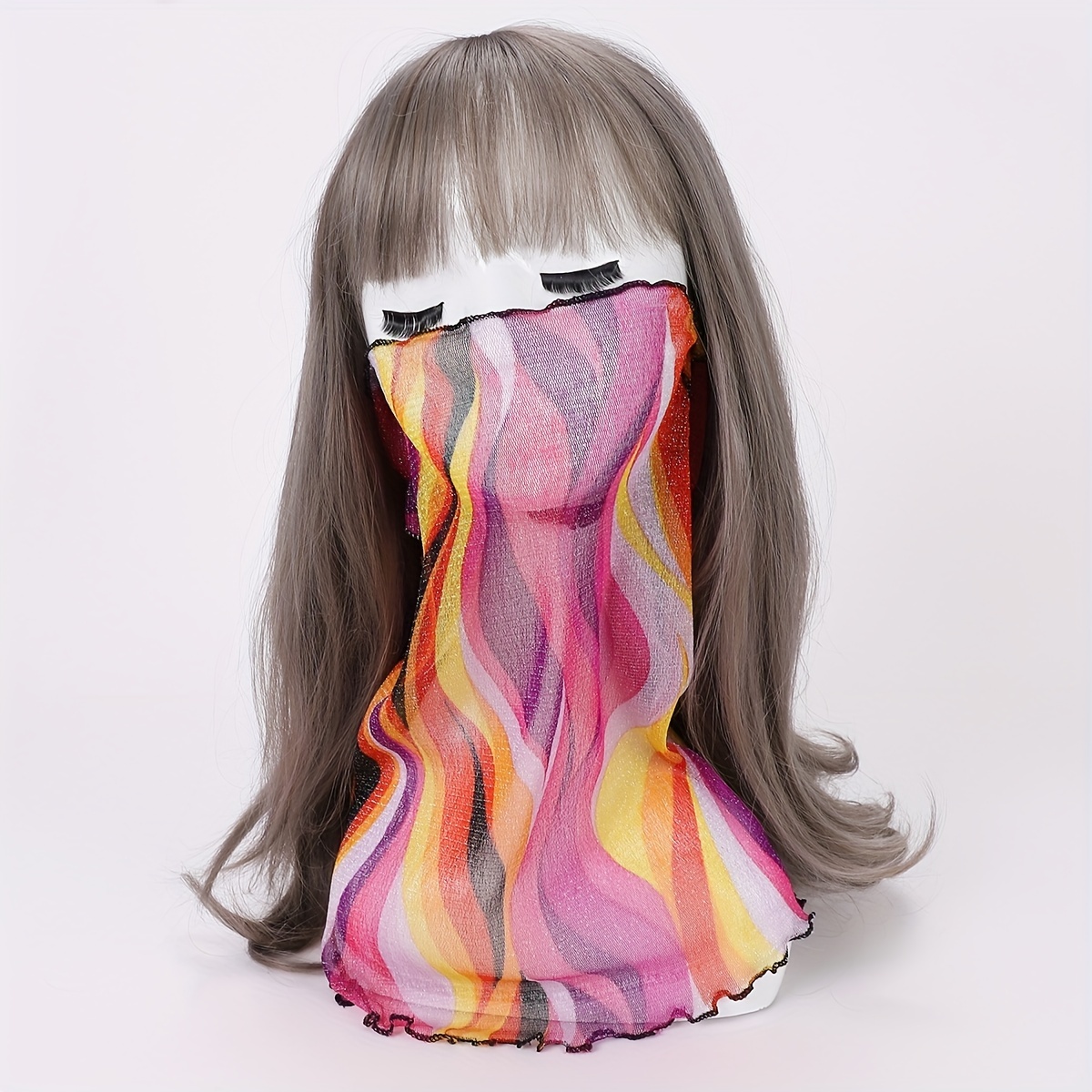 Ruffles Neck Gaiter Thin Veil Boho Gauze Mask Sunproof Dustproof