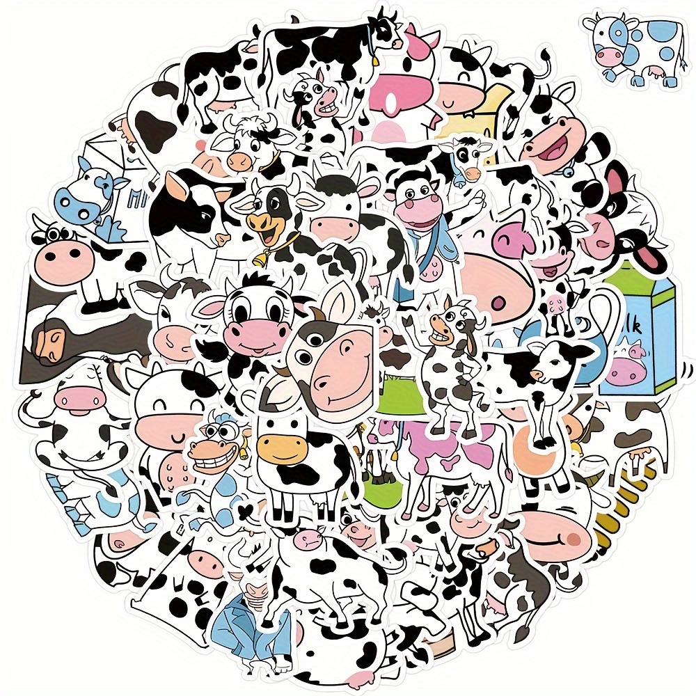 Cute Rainbow Cow Stickers Cartoon Graffiti Decoration - Temu