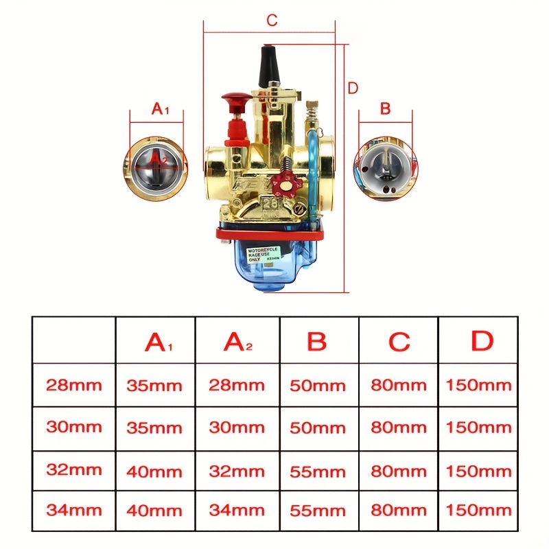 Motorcycle Universal Carburetor Power Jet Pwk Carburetor 28 - Temu