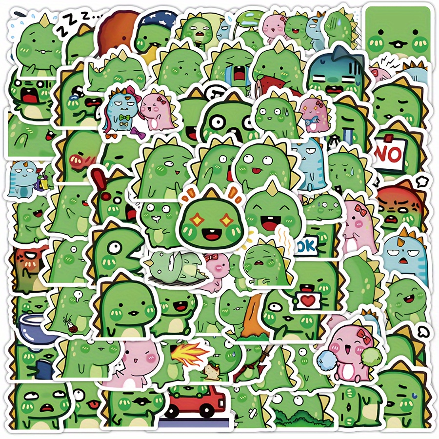 50 pegatinas de dinosaurio, bonitas pegatinas de dibujos animados  impermeables para niños, para papelería, equipaje, recompensas educativas  JAMW Sencillez