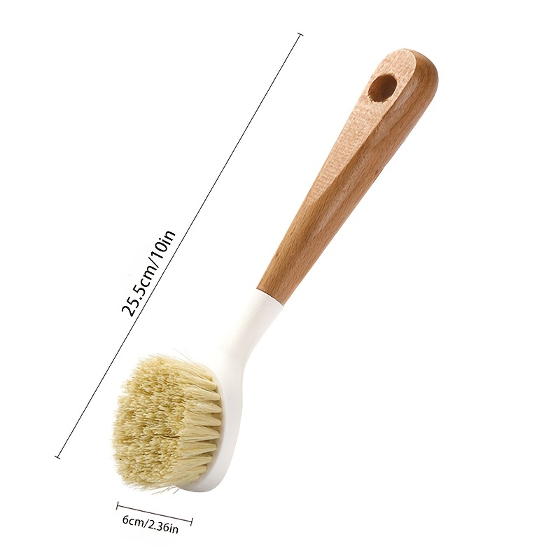 Kitchen Dish Brush Bamboo Handle Dish Scrubber Built in - Temu