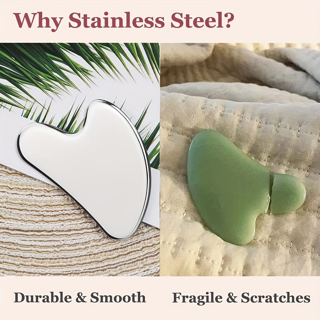 Stainless Steel Gua Sha & Face Roller Set - Face Massager & Sculpting Tool