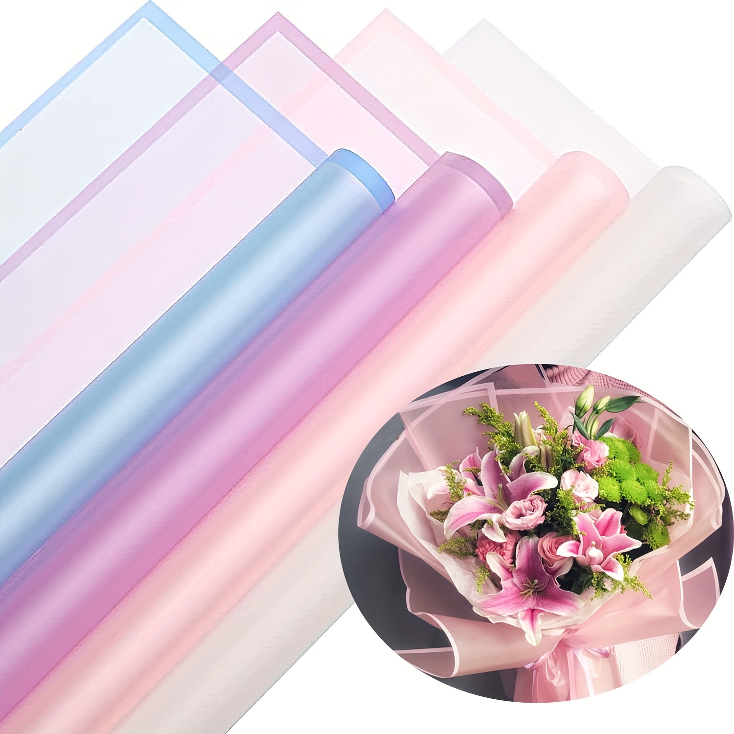 20 Sheets Frosted Flower Wrapping Papers Bouquet Film Translucent  Waterproof DIY