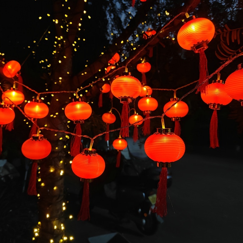 1pc 10 LEDs Red Lantern String Lights for Chinese New Year