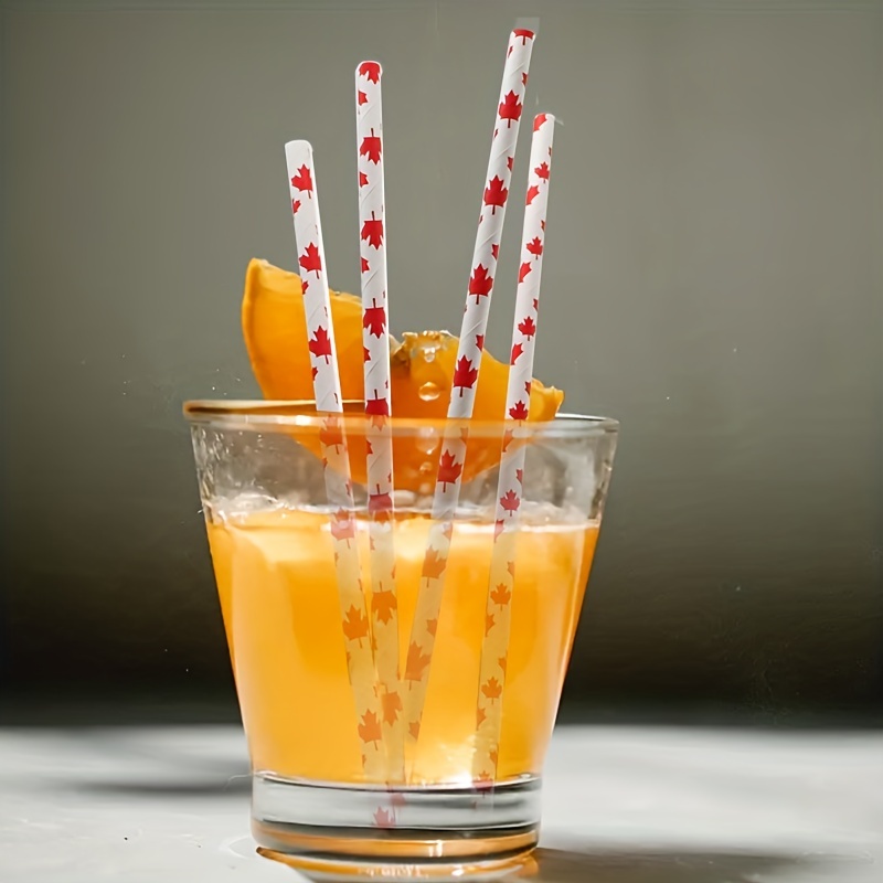 Autumn Fall Party Straws Biodegradable Paper Straws Red - Temu