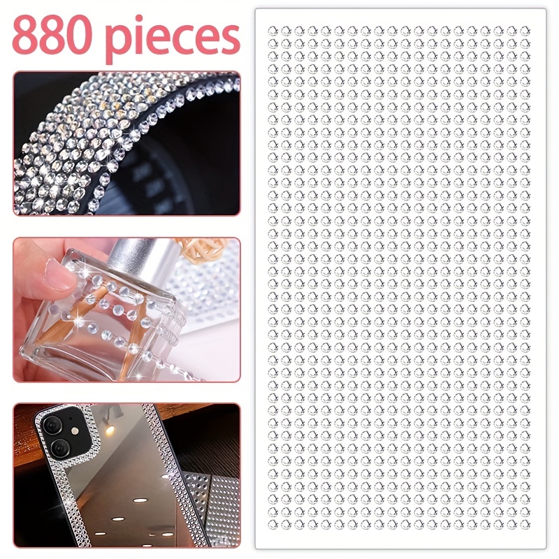 

1sheet 880-piece 3mm Synthetic Crystal Artificial Diamond Rhinestone Car/mobile/pc Decor Decal Styling Accessories Art Adhesive Scrapbooking Sticker