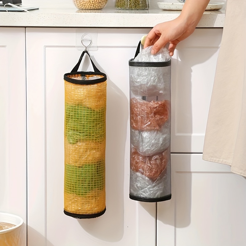 Large Plastic Bag Holder Kitchen Mesh Storage Organizer For - Temu