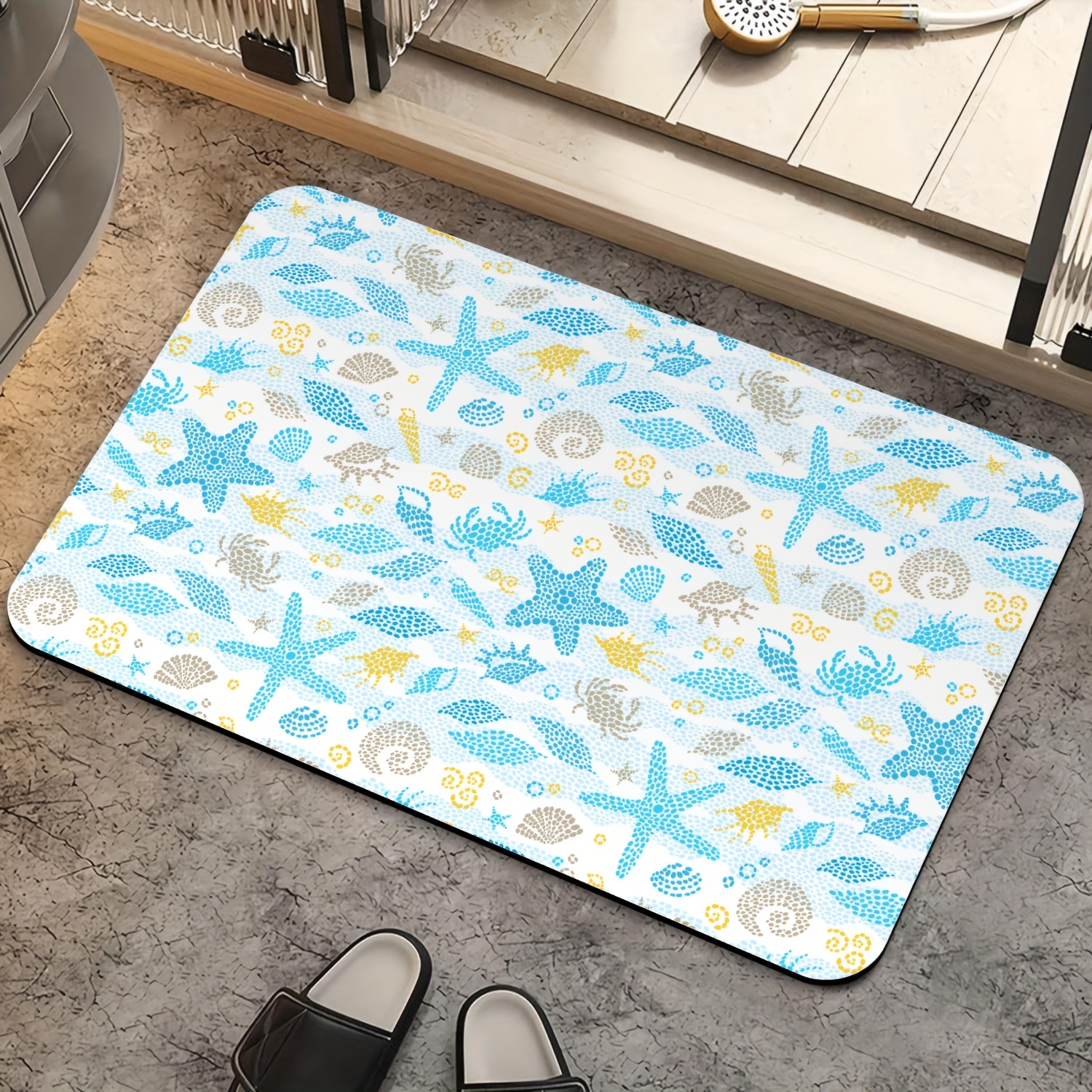 Small Fresh Expansion Flower Diatom Mud Floor Mat Bathroom Bathroom Non-slip  Mat Absorbs Water Easy To Dry And Easy To Clean Floor Mat 
