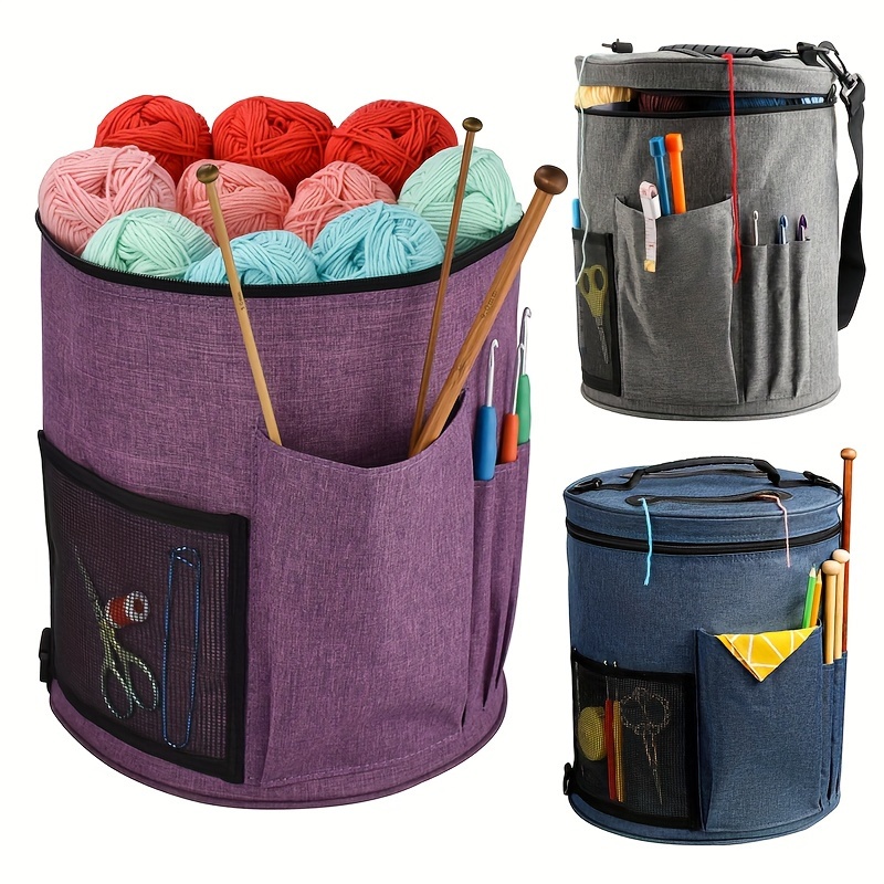 Crochet Sewing Storage Bag Large Capacity Cylindrical Yarn - Temu
