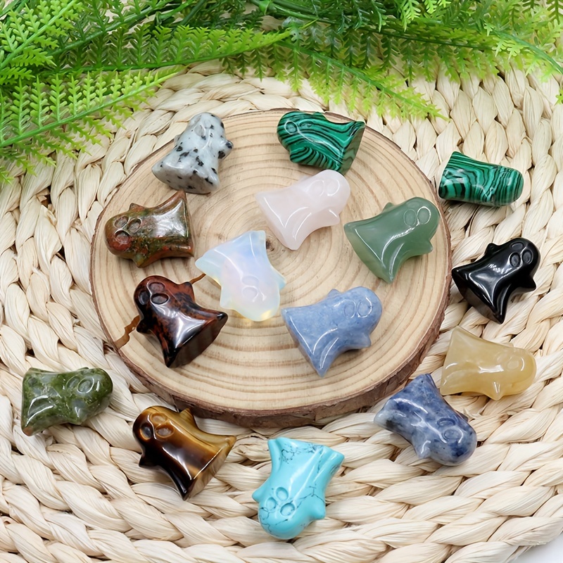 1 5 10 шт. натуральных кварцевых камней с изображениями призраков для украшения дома на Хэллоуин, детали 2