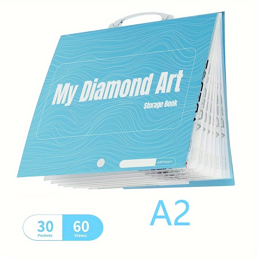 1pc A3/A2 Diamond Art Folder Storage Book, Diamond Painting Storage Book,  With 30 Pocket Protective Sleeves, Suitable For Diamond Paintings & Photos