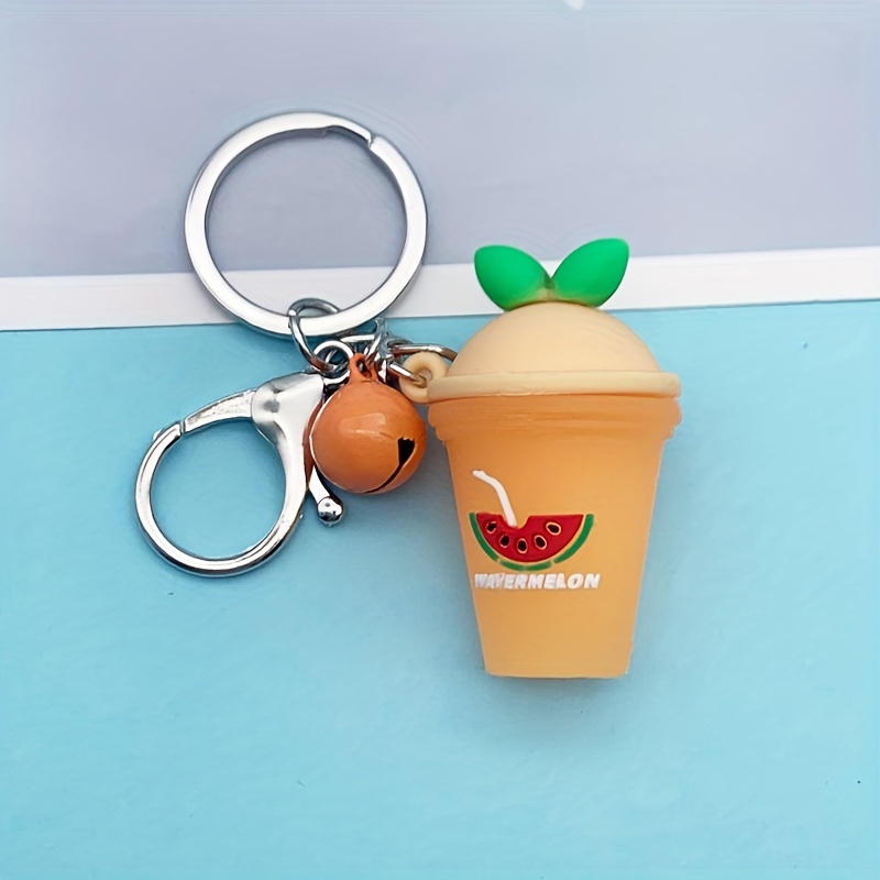 1pc Cartoon Cute Mini Beverage Charm Keychain, Stylish Drinking Bottle Keychain, Creative Car Bag Accessory, Fun and Practical for Men,Temu