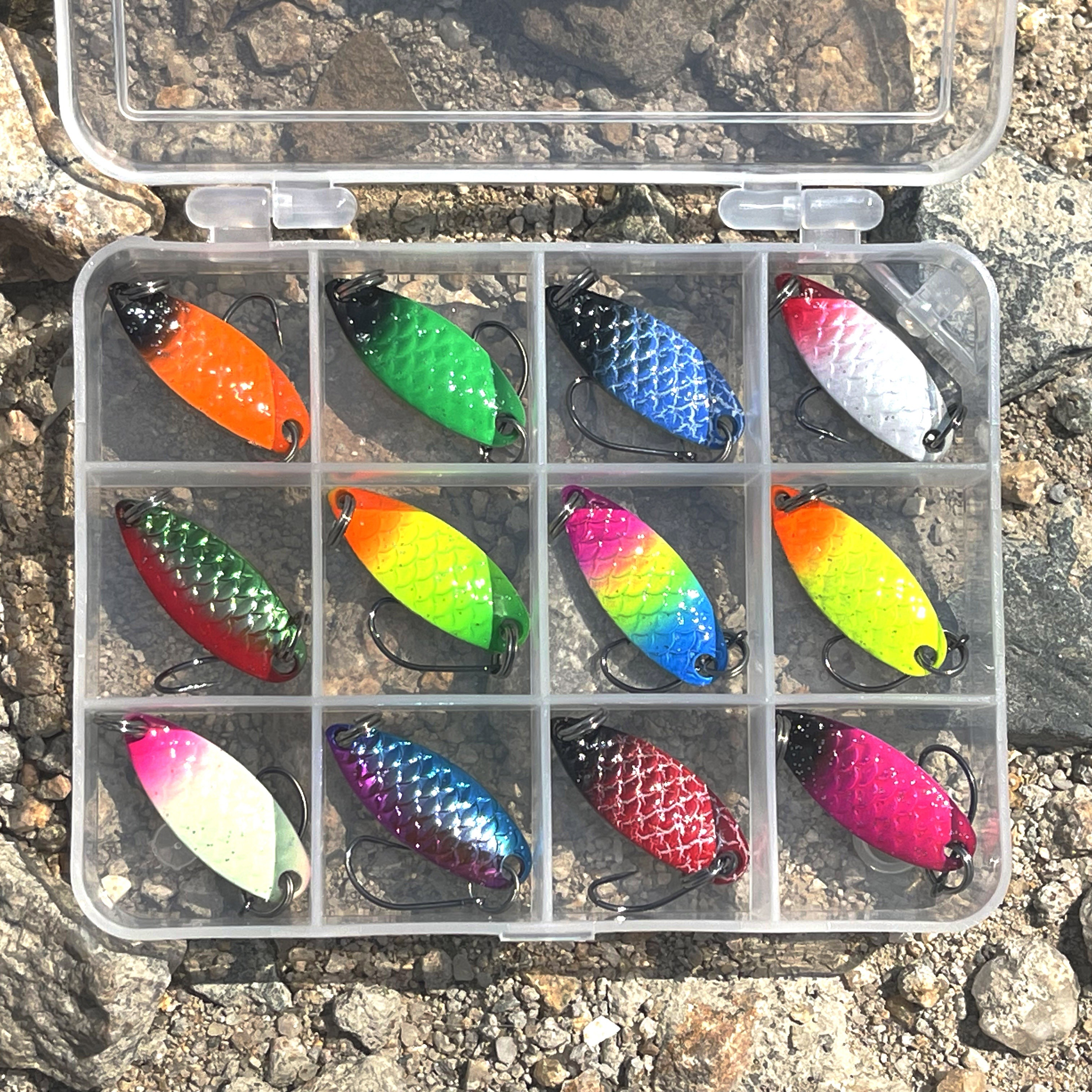 12pcs Fishing Bait with Small Sequin, Spoon Shaped Lure, Colorful Fishing  Tackles, 1.1inch/0.1oz
