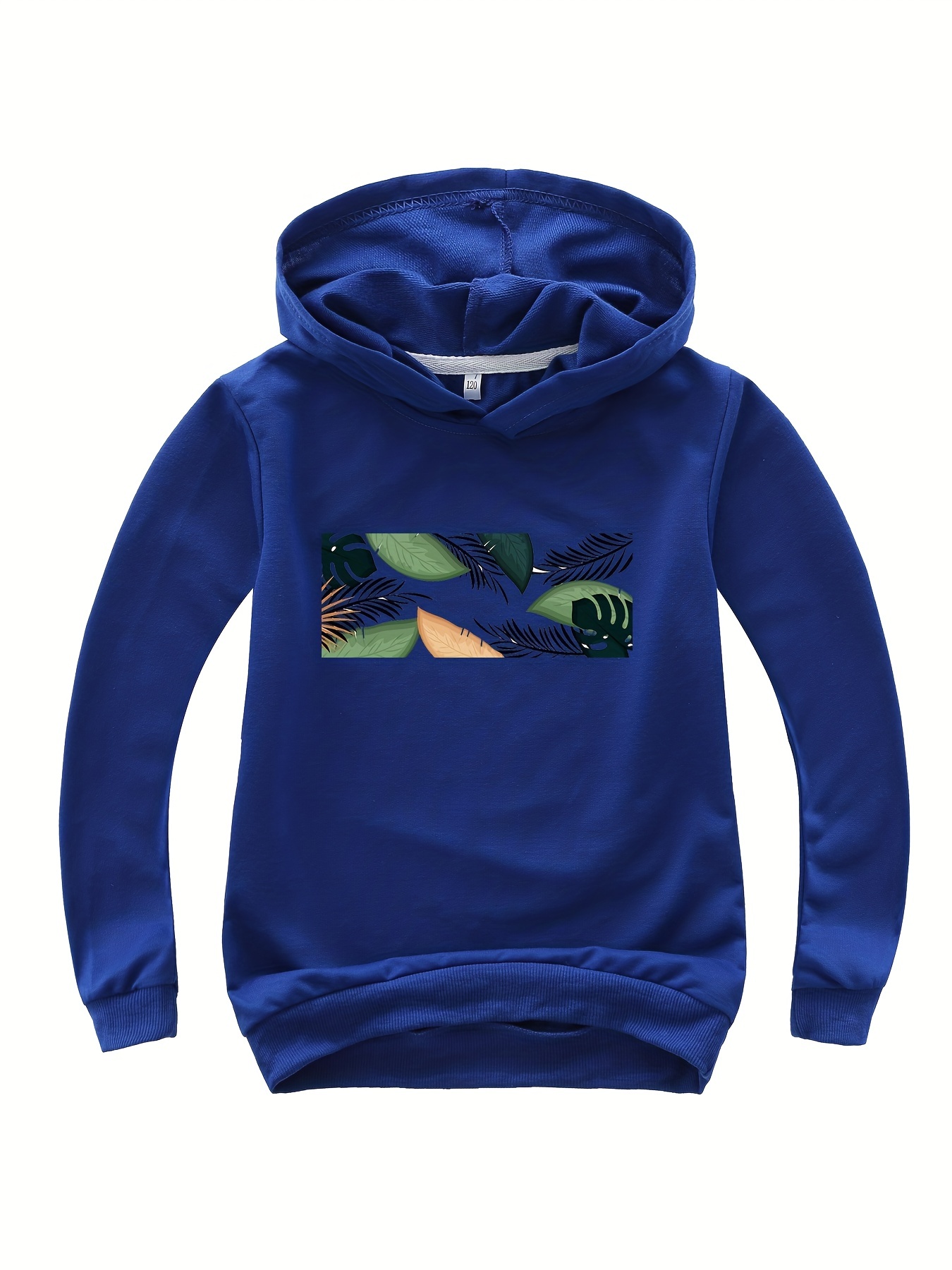 Blue Fish Print Kid's Hoodie Casual Pullover Hooded Long - Temu