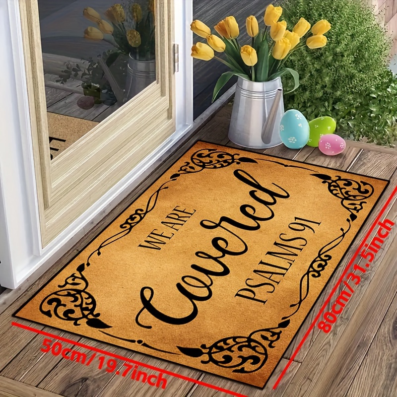 1pc Cute Shoes Letter Design Doormat & Yellow Rug, Modern Simple