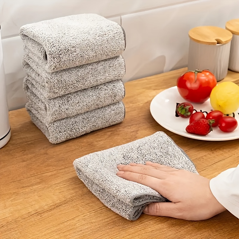 Super Absorbent Bamboo Cloth Towel Set - Microfiber Dish Towels For  Cleaning And Drying - Solid Color Square Towels, Durable - Essential  Cleaning Supplies - Temu