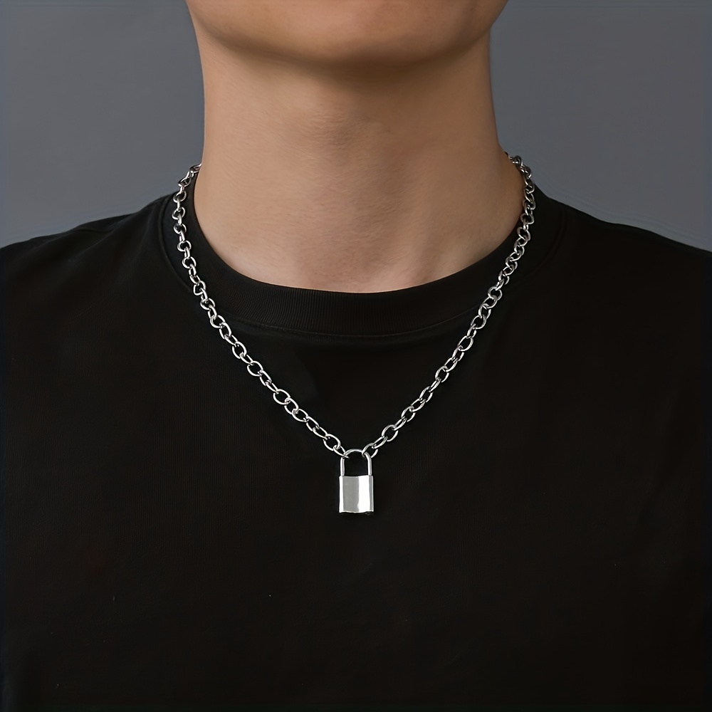 

1pc Fashionable And Cool Necklace, Unique Lock Style Pendant, Trendy And Cool Jewelry For Men