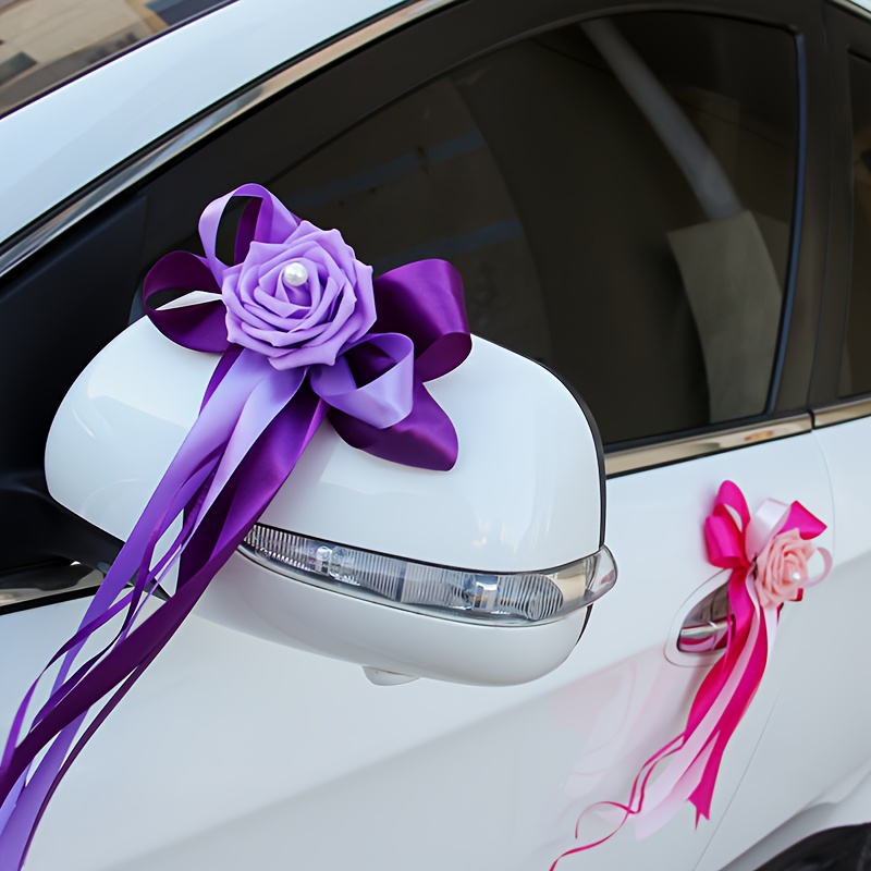 Wedding Car Decoration Kit Set Hearts Car Wedding Fair Flower Decor Organza