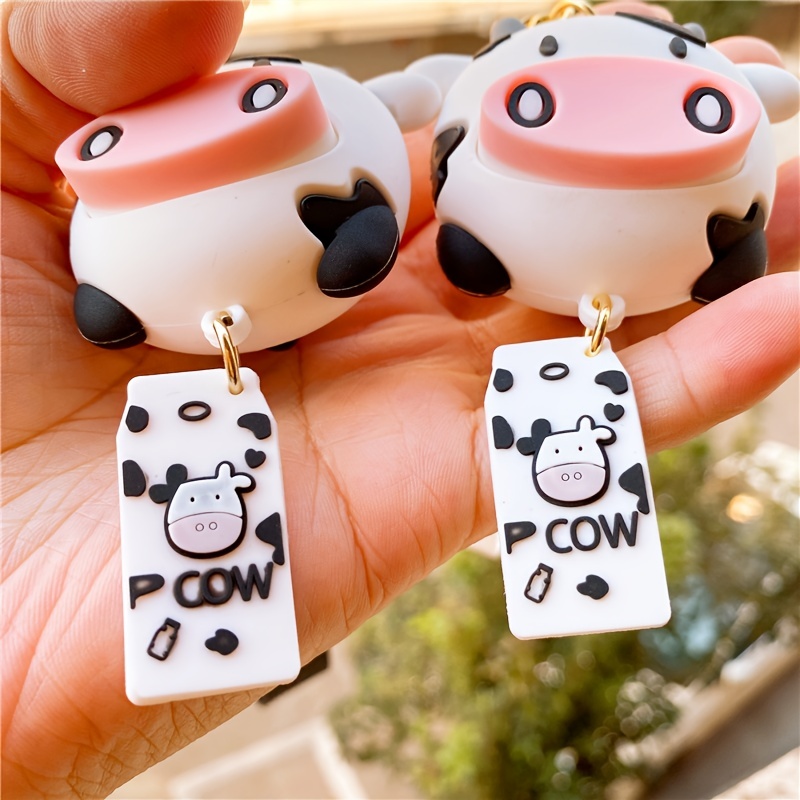 Cartoon Silicone Cows Car Keychain Creative Cute Animal Milk