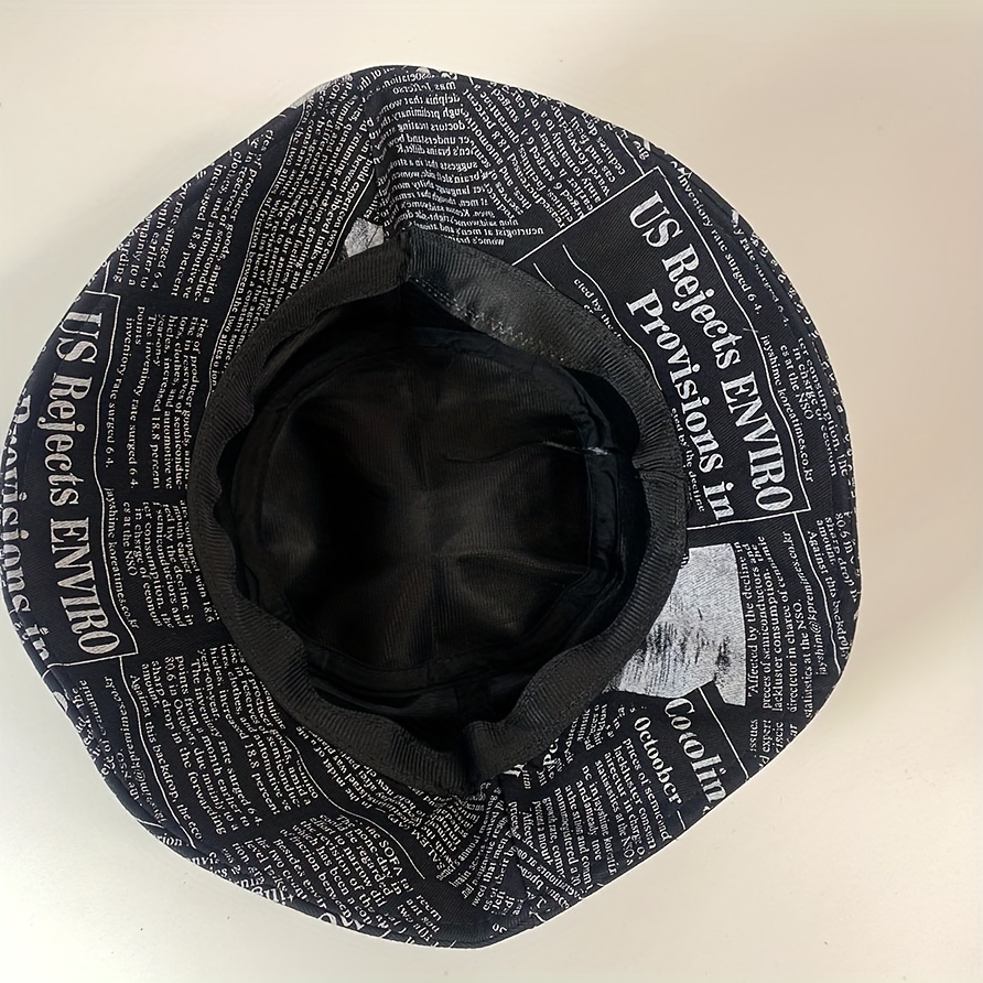 Hip Hop Printed Bucket Hat Vintage Unisex Newspaper Cap Casual Breathable  Fisherman Cap For Women Men