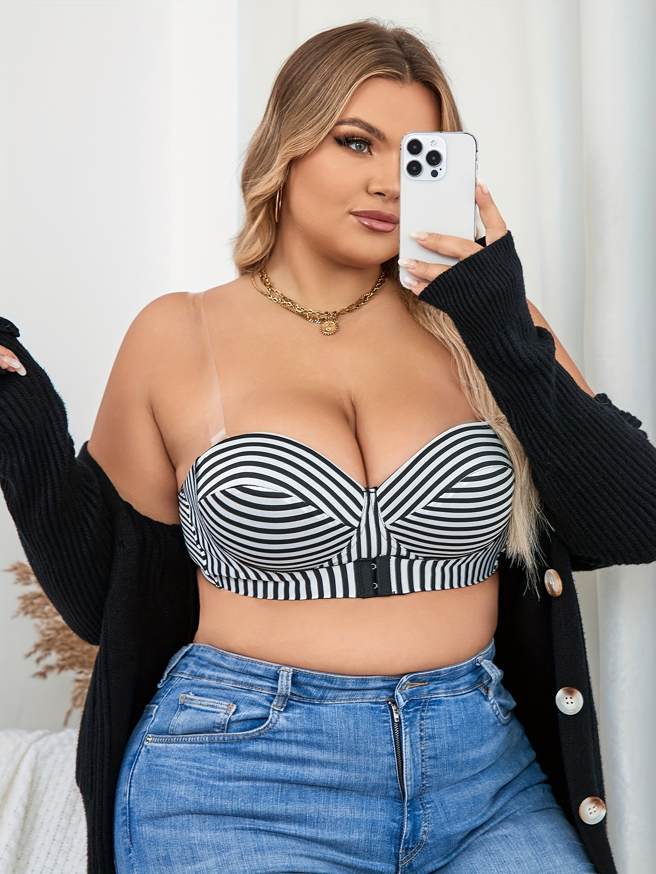 Viadha plus size bras Front Buckle Thin Bra Non-slip Upper Support Big  Chest Show Small Invisible Bra Wedding Party Special Glossy Underwear 