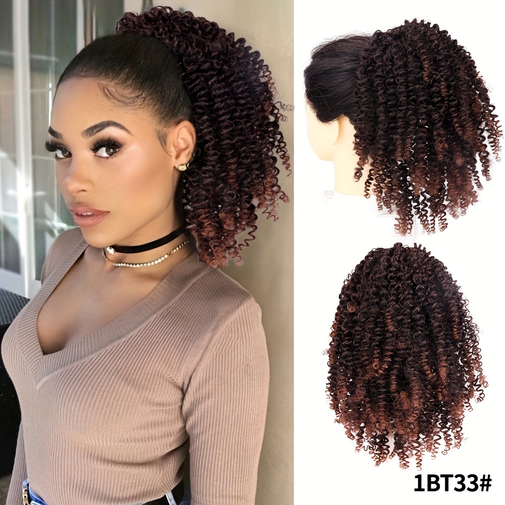 Synthetic Hair Braided Ponytail Lace Front Wigs Kinky Curly