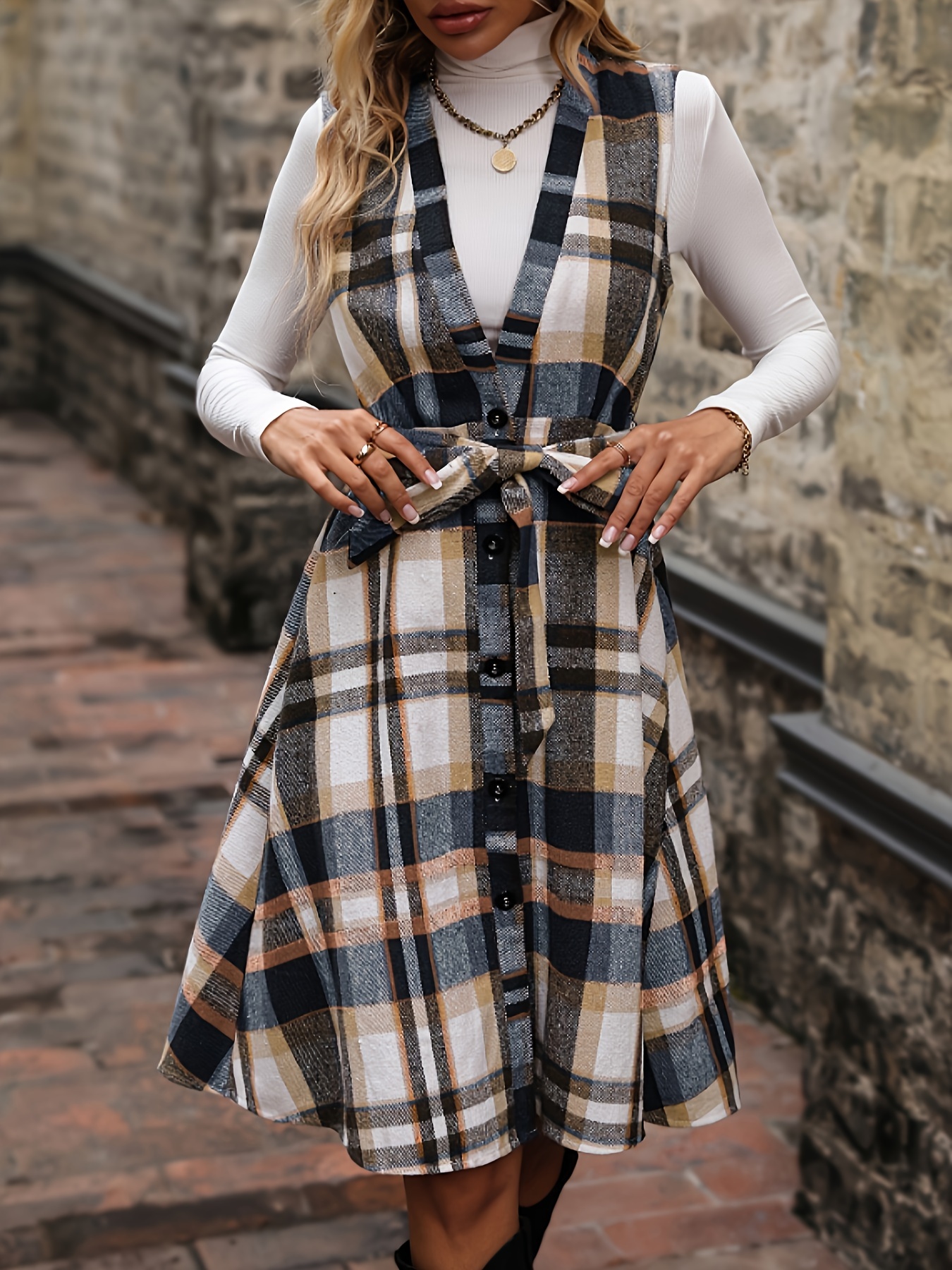 Sleeveless Button-Front Linen Dress  Linen dress, Fashion outfits, Dress