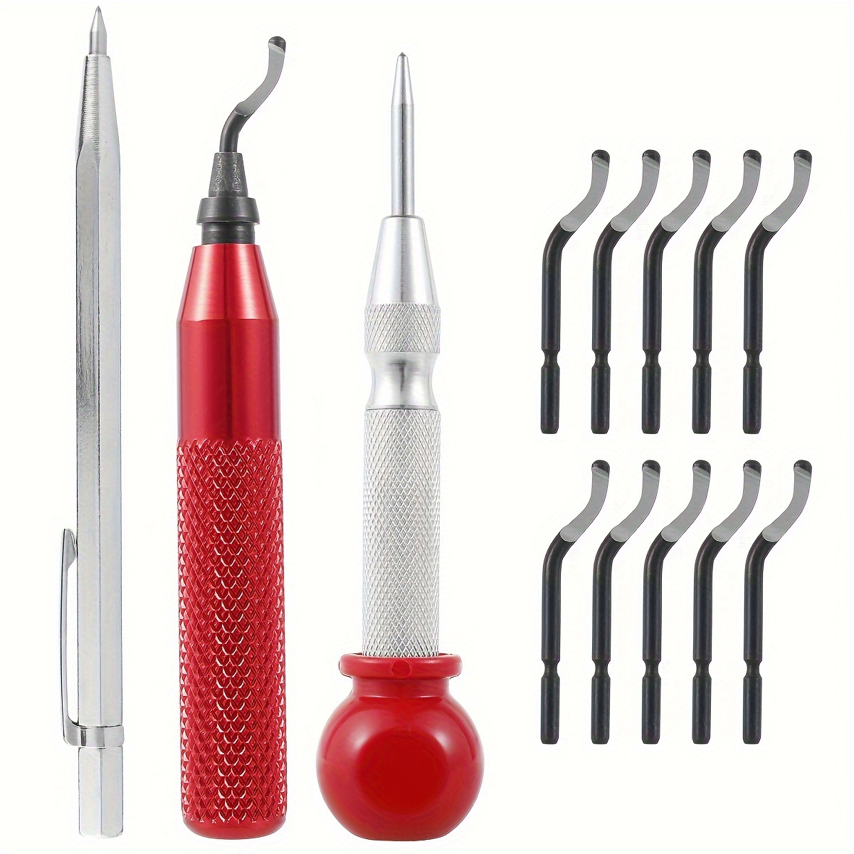 Deburring Tool With 10Pcs Rotary Deburr Blades Burr Remover Hand Tool Of  NB1100 Handle For Wood, PVC, Plastic, Metal, Resin, 3D Printing