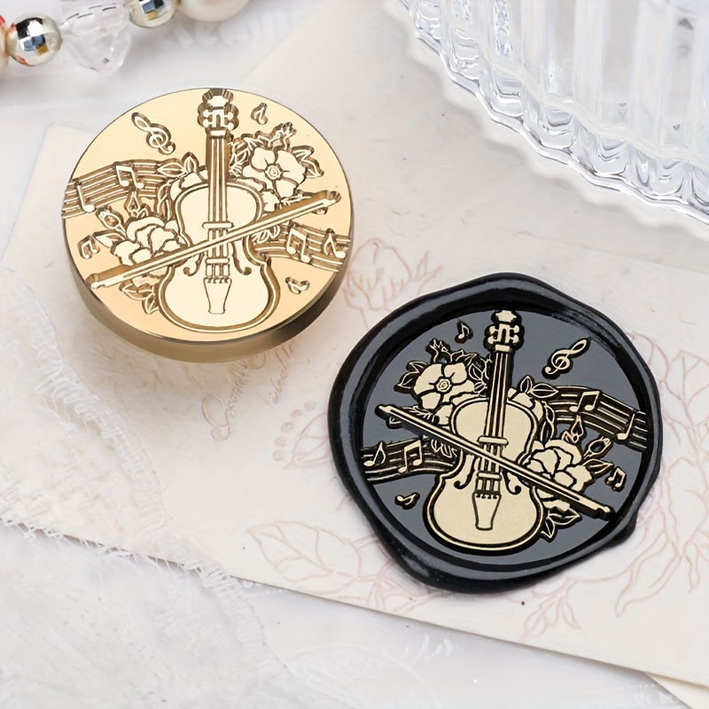 1pc Violin Melody Wax Seal Stamp | 30mm Retro Brass Sealing Stamp Head For Wedding Invitations, Christmas Envelope Decorations, Gift Packaging