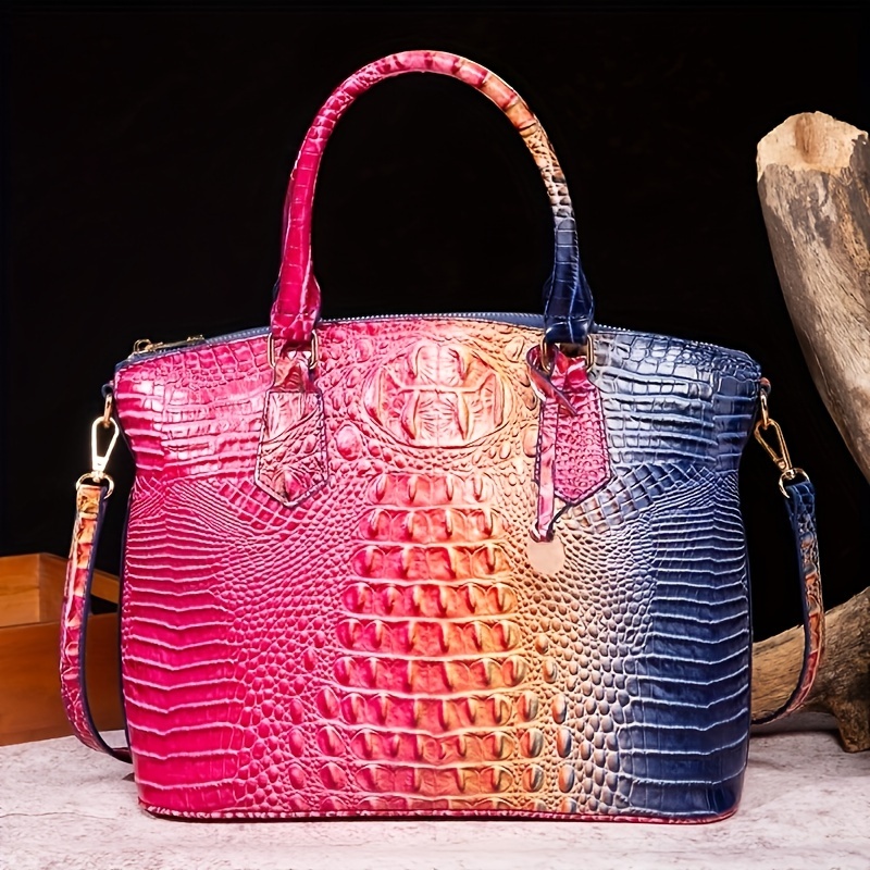 Luxury Women Alligator Handbag Brahmin Bags Retro Animal Pattern