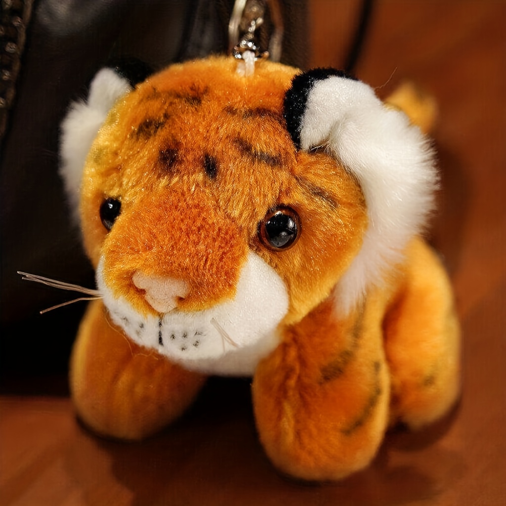 BSWAJIOJIO Key Ring Bulk Stuffed Animal Tiger Toy Soft Animal Charm Keyring  Cute Keyring Children's Bag Purse Easy Open