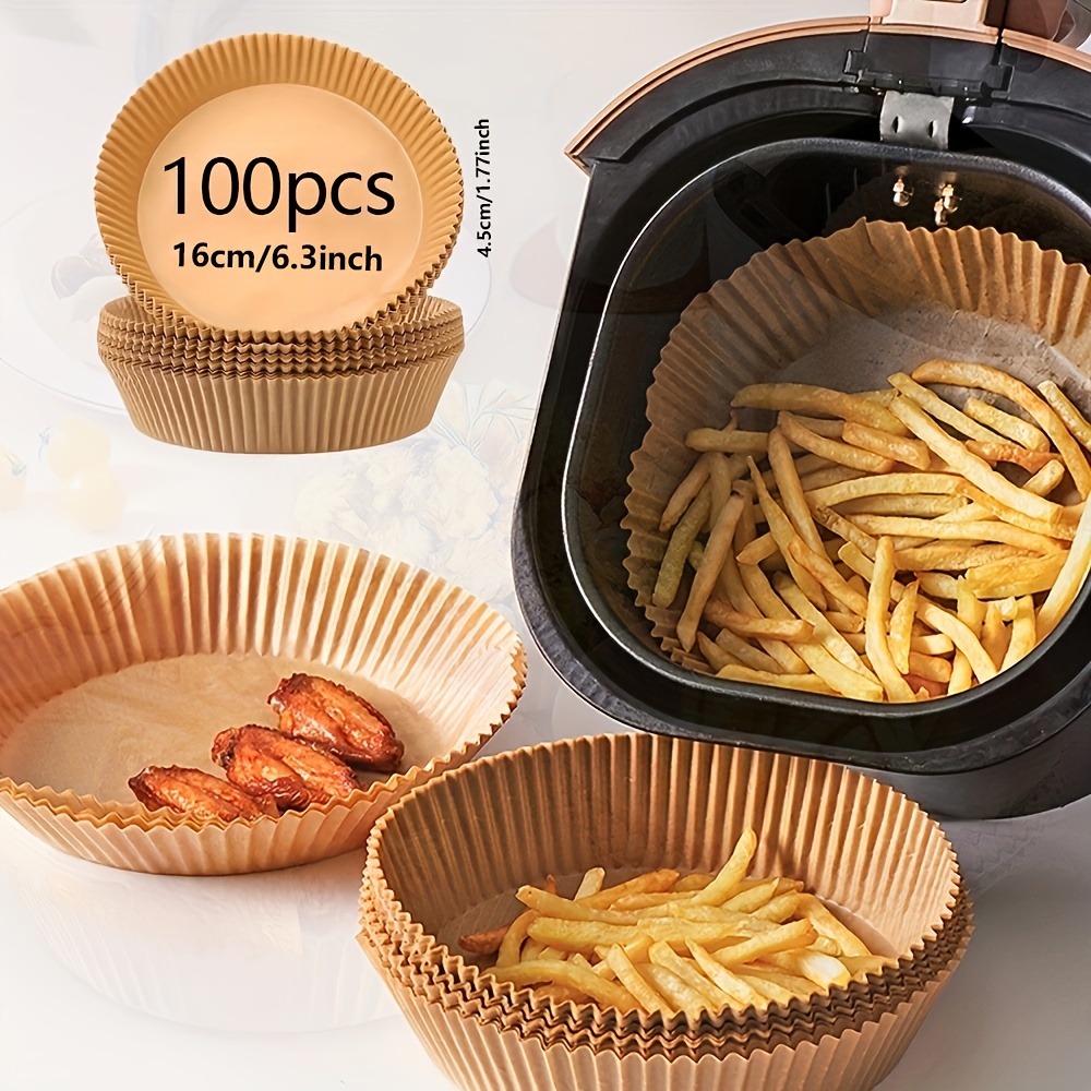 Air Fryer Paper Liners Disposable: 100pcs Oil Proof Parchment Sheets Round,  Airfryer Paper Basket Bowl Liner for Baking Cooking Food