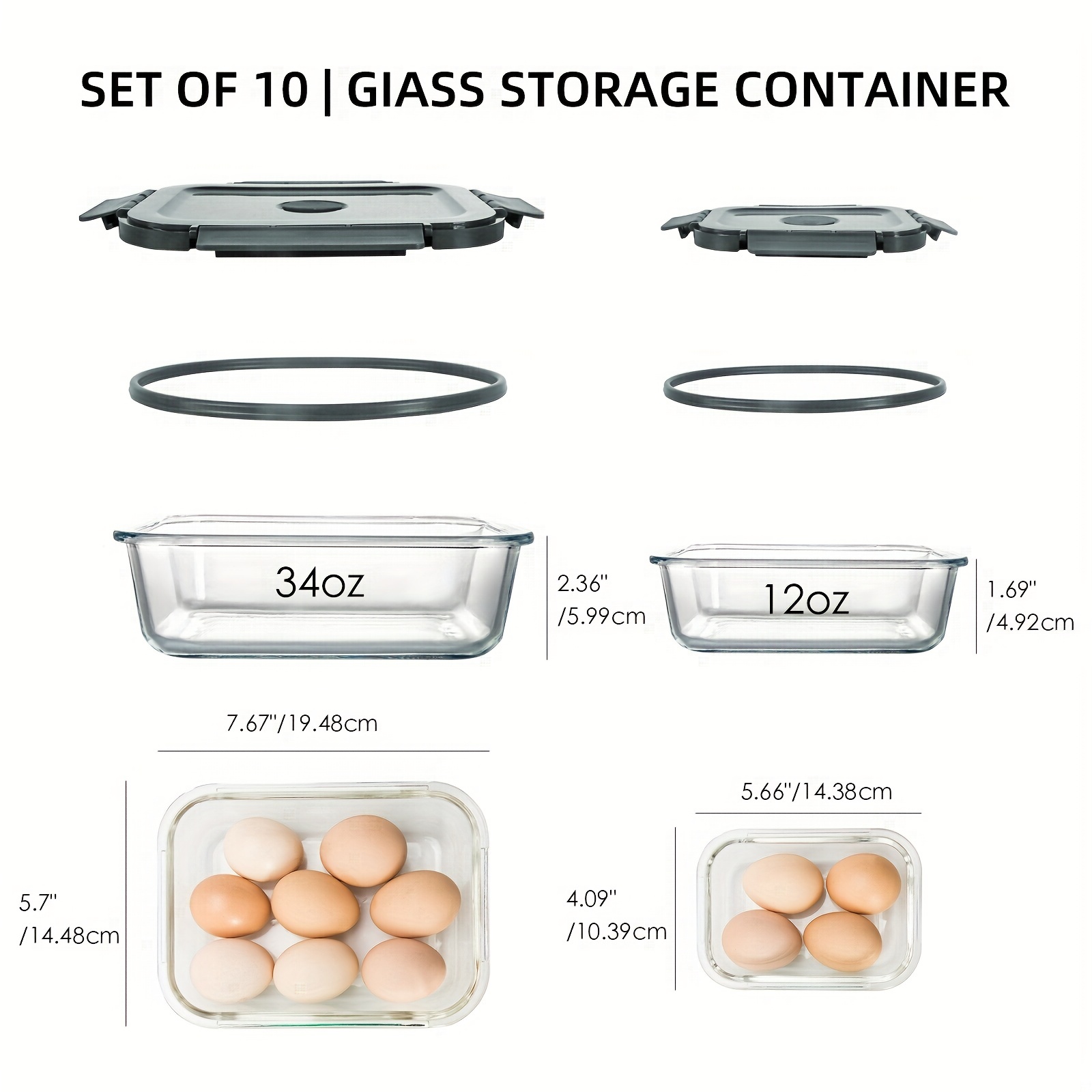 Glass Food Storage Containers Set With Leakproof Airtight Lids, Glass Meal  Prep Containers, Lead Free, Microwave Oven, Freezer And Dishwasher Safe,  For Meal Prep, Lunch And Portion Control, Kitchen Supplies - Temu