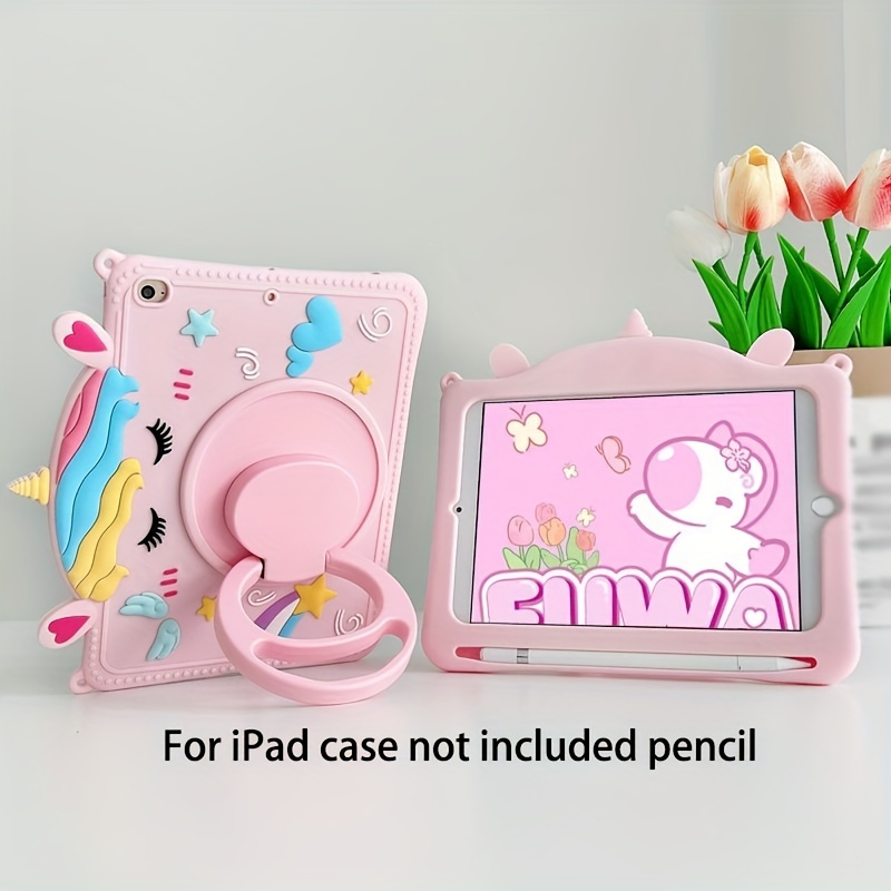 Cute kids Apple iPad 10.2 silicon case w/strap. Brand New. Pink unicorn  design.