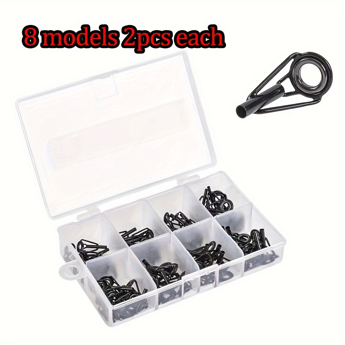16pcs Black Multi-Size Fishing Rod Guide Rings, Stainless Steel Guide Ring,  Fishing Accessories