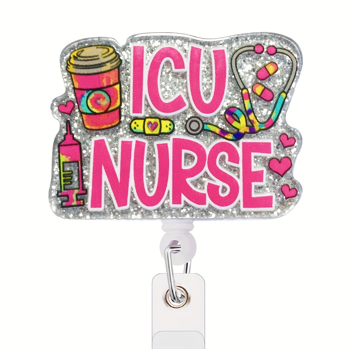 YEALQUE 10 Pack Nurse Badge Reel Holder Retractable Nursing ID Badge Reels  Cute for Nurses Doctor Medical Health Hospital Office Worker Gifts(A-10PCS)