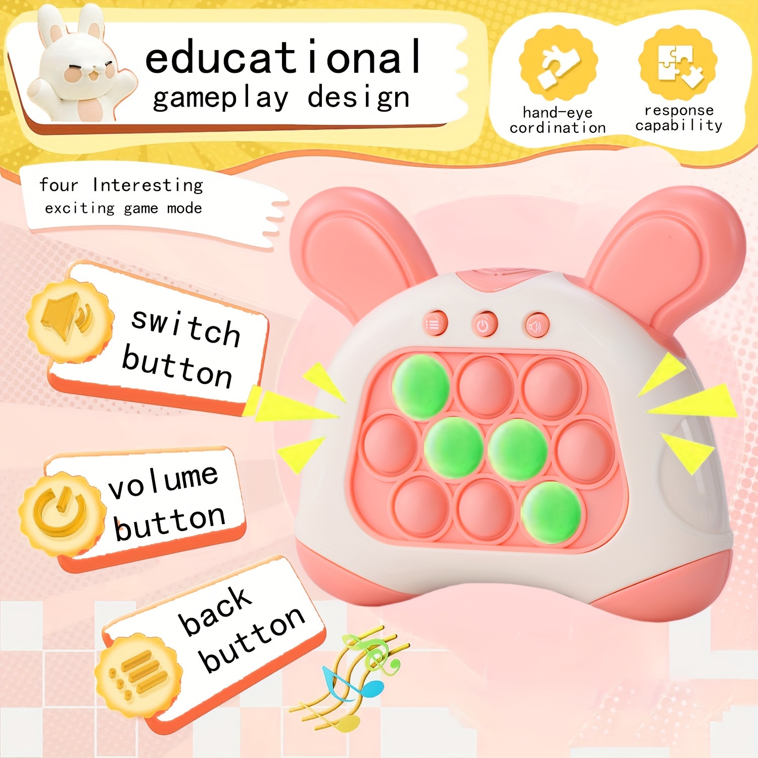 Console di gioco educativo per la prima infanzia, giocattolo Pop It Fidget,  gioco a spinta rapida, gioco con sensore elettronico, macchina giocattolo  di decompressione, giocattolo di fidget sensoriale, H