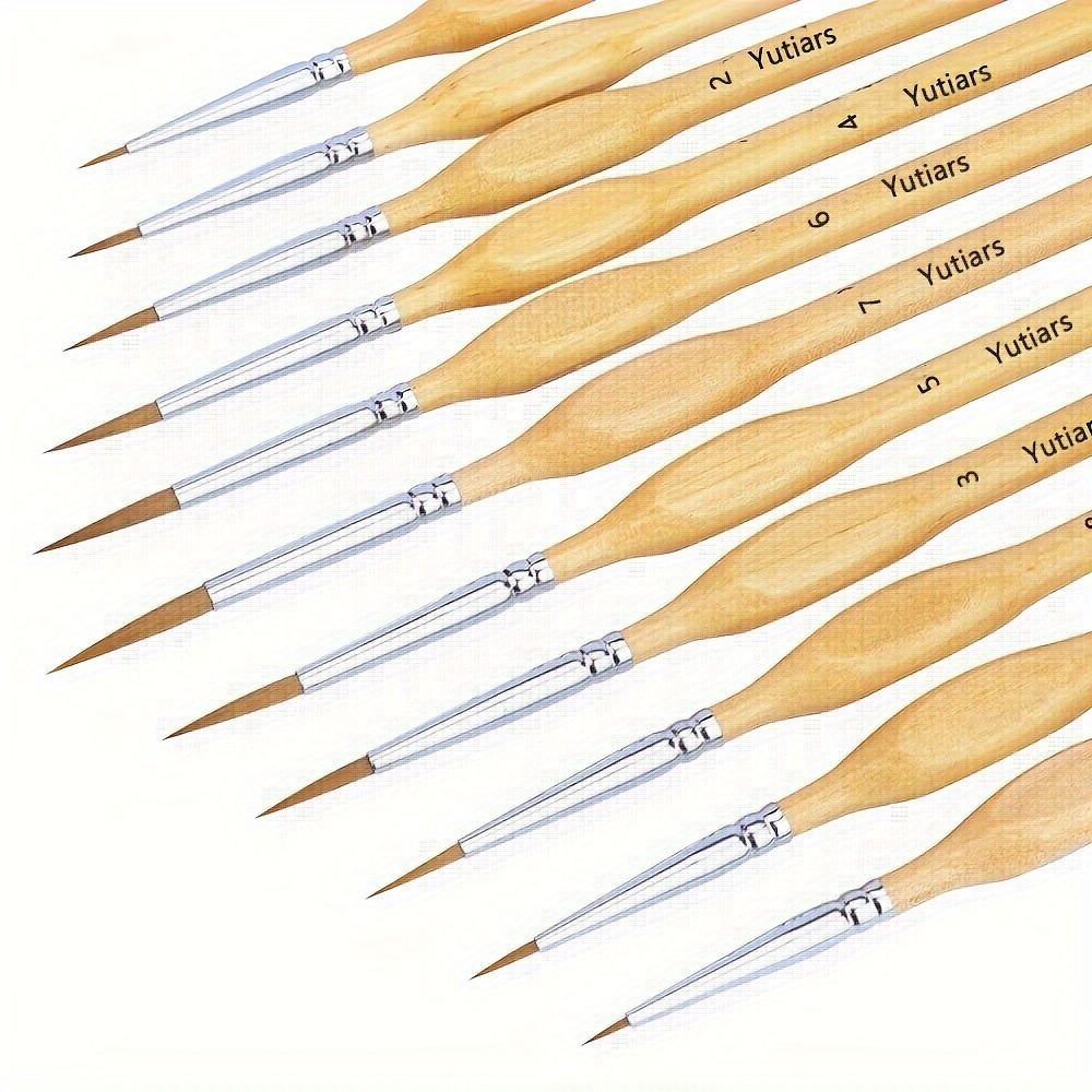 

11pcs Detail Paint Brush Set, Fine Tip Point Paintbrush For Micro Painting, Miniature Paint Brushes For Acrylic, Watercolor, Oil, Models, Crafts, 40k, Line Drawing