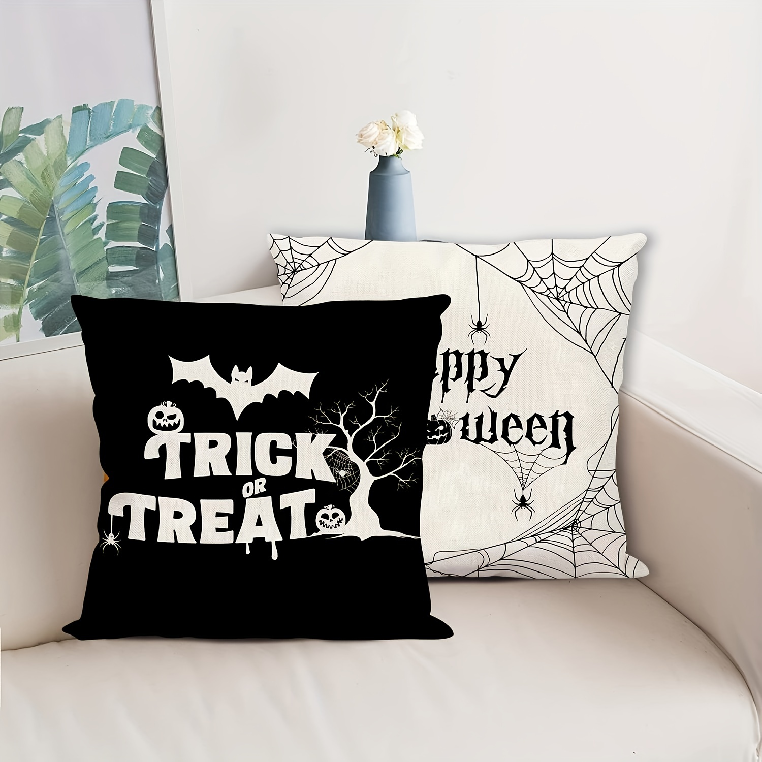 Halloween Decor Pillow Covers 18X18 Set of 4 Decorations Farmhouse