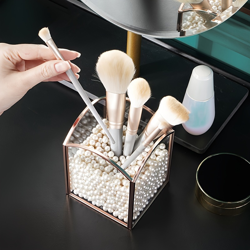 Transparent Glass Arched Makeup Brush Holder Dresser Desktop - Temu