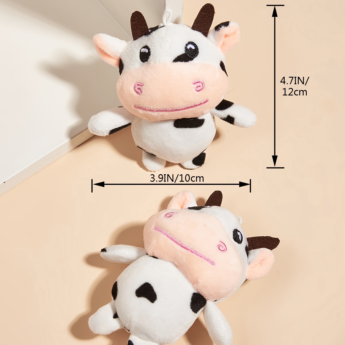 Cow Plush Keychain for Dogs, Soft and Durable Stuffed Animal Toy